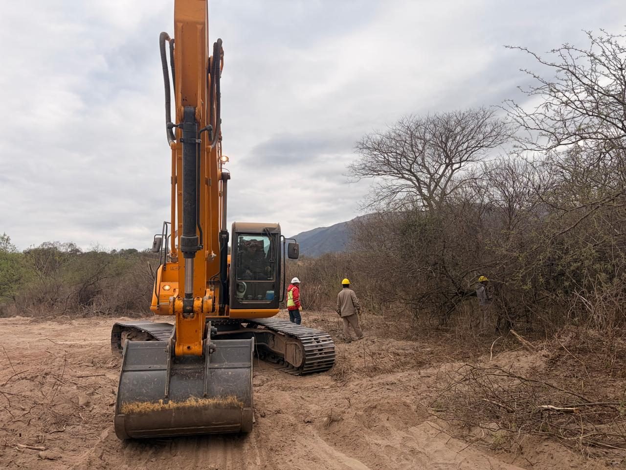 Equipo de trabajo despejando la vegetación en la zona de la Toma del Río Vipos